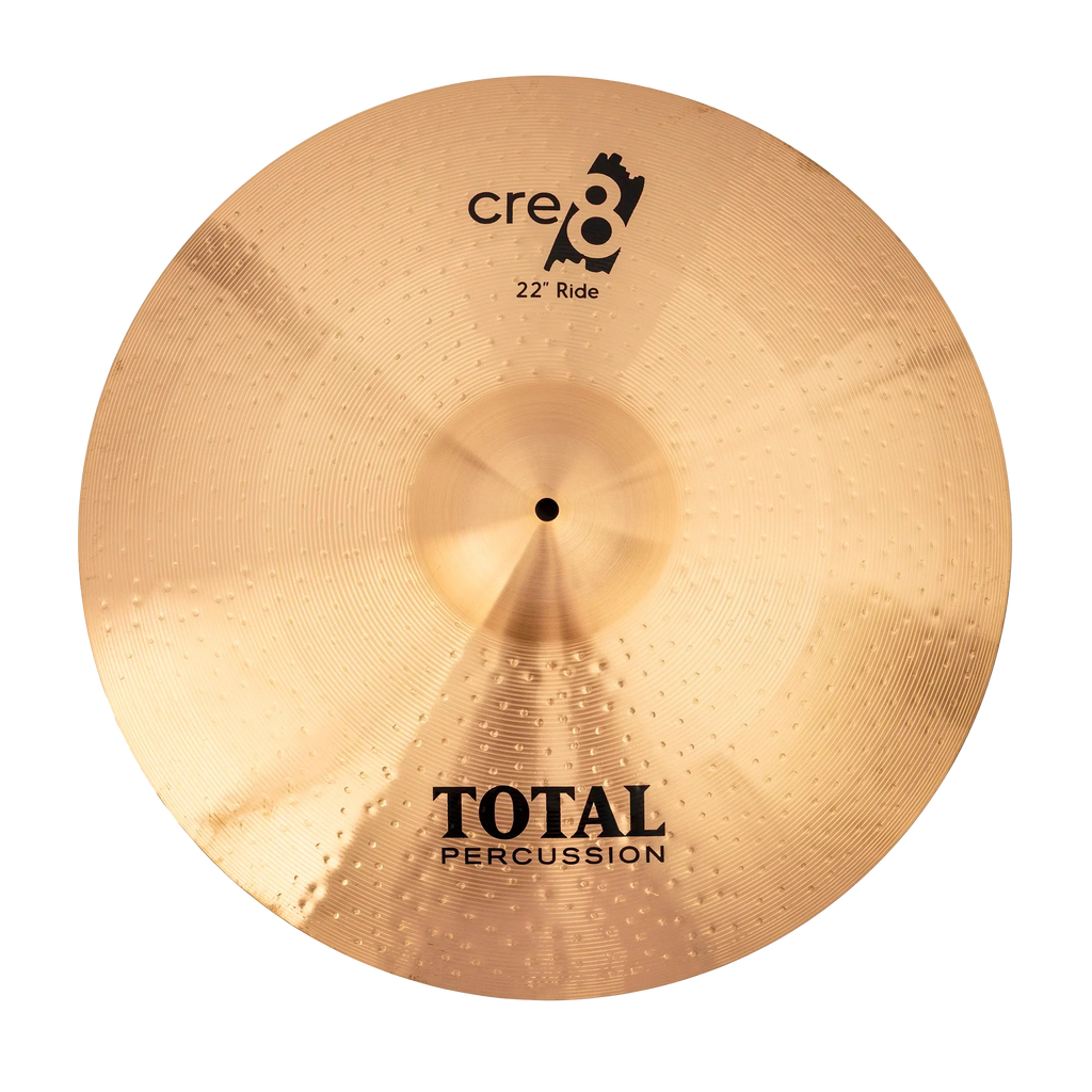 Total Percussion 22-inch ride cymbal, single cymbal with a shiny bronze finish, shown from the front.