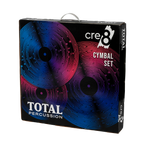 Total Percussion CRE8 Series cymbal box set with cymbal bag, including crash, ride, and hi-hat cymbals for drum kits.
