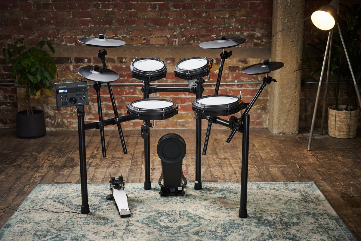 Roland TD-07KV2 V-Drums electronic drum kit with mesh drum pads and cymbals, compact and versatile electronic percussion setup