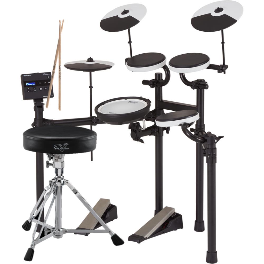 Roland TD-02KV V-Drums Complete Electronic Drum Kit with Mesh Snare and DAP2X Throne & Drumsticks