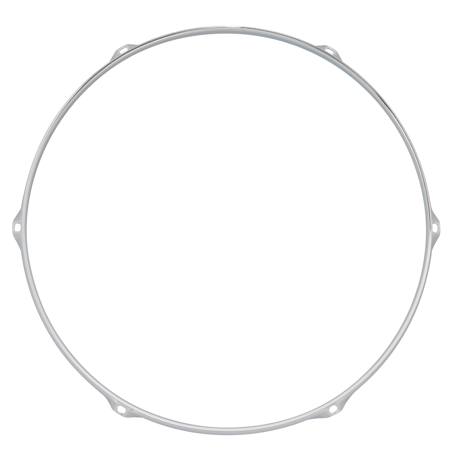Chrome DXP TDH166 16-inch 6-lug drum hoop showing the shiny, reflective metal surface with mounting holes for drum hardware.