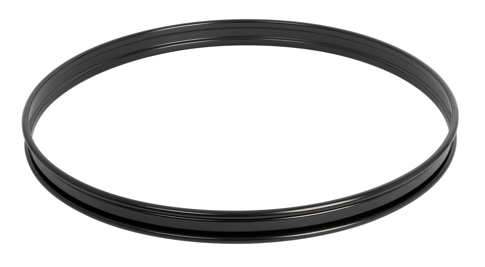 Black plated 22-inch bass drum hoop by DXP, showcasing the drum part with a sleek finish and detailed construction.