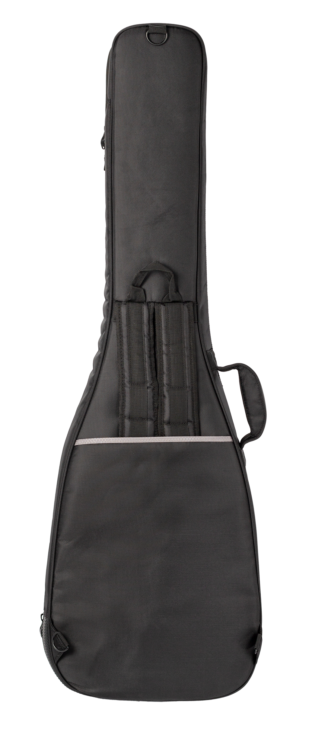 Xtreme Pro Deluxe Bass Guitar Gig Bag showing padded back and sturdy exterior for bass guitar protection.