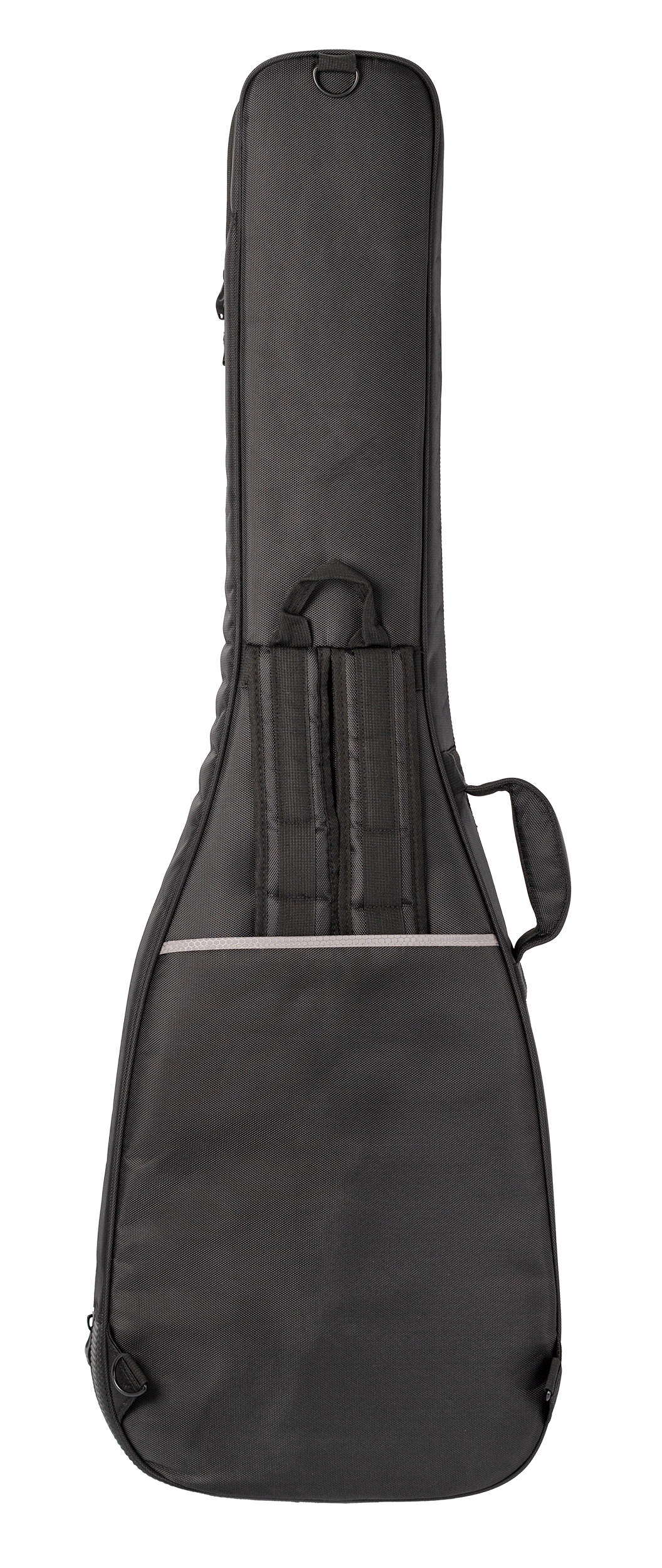 Xtreme Pro Deluxe Bass Guitar Gig Bag showing padded back and sturdy exterior for bass guitar protection.