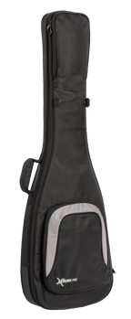Xtreme Xtreme Pro Premium Deluxe Bass Guitar Gig Bag showing padded exterior, sturdy handles, and zipper closures for protection.