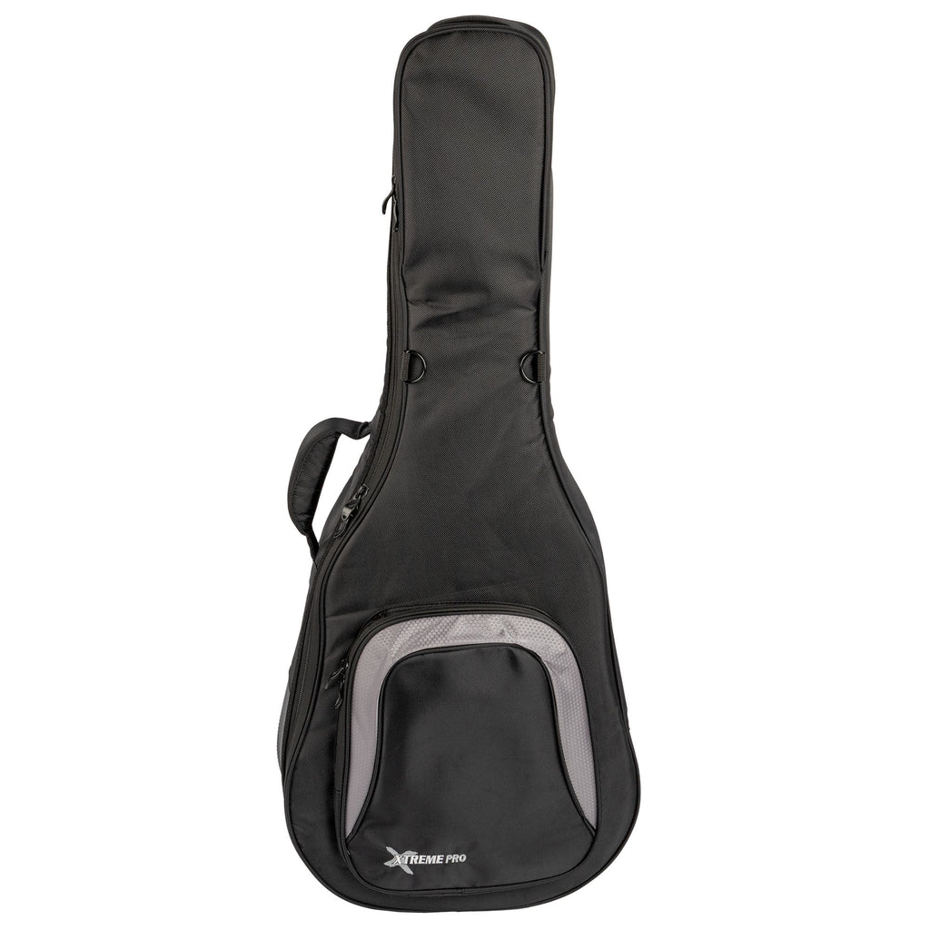 Xtreme Pro Deluxe 4/4 Classic and Folk Guitar Bag with padded exterior and adjustable straps for secure travel.