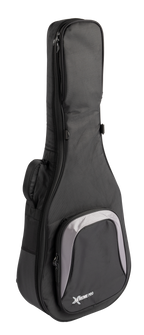 Xtreme Pro Premium Deluxe 4/4 Classic/Folk Guitar Bag showing padded exterior and durable straps for secure carrying.