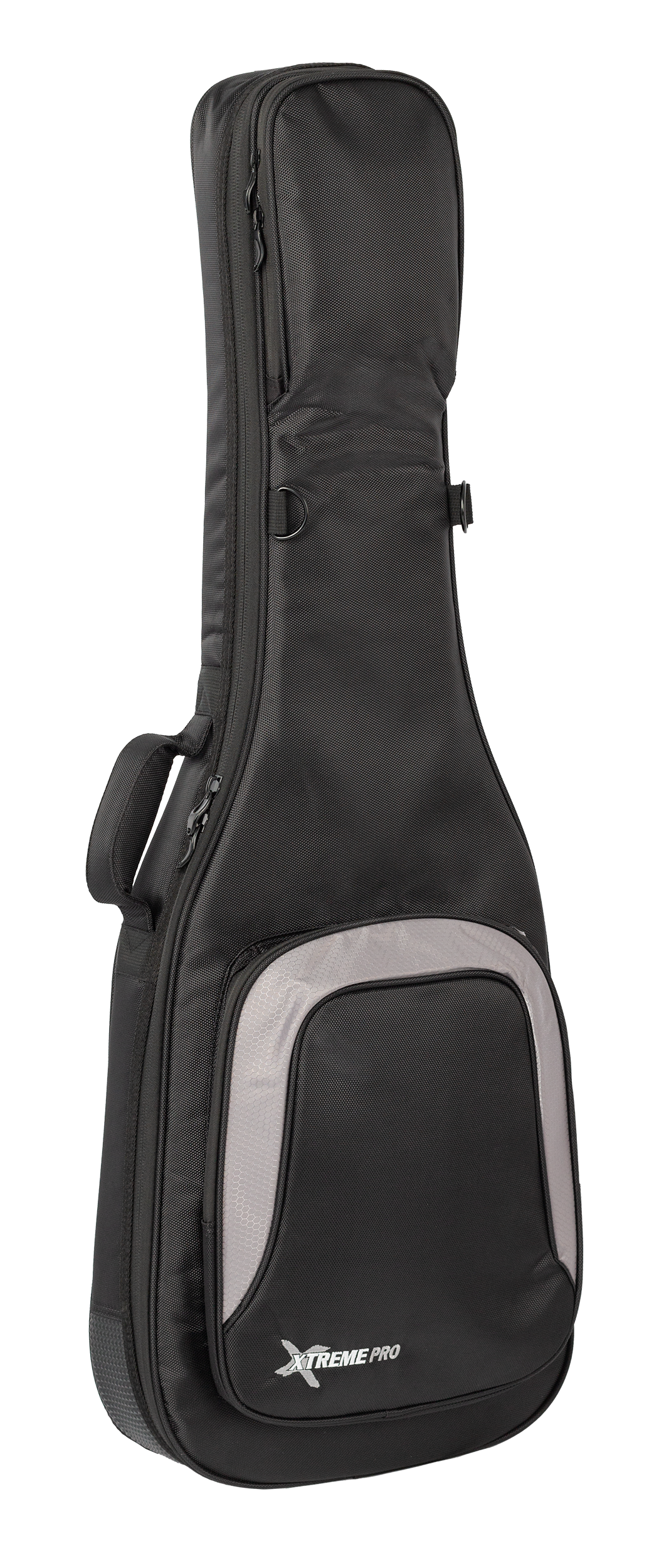 Xtreme Xtreme Pro Premium Deluxe electric guitar gig bag with padded compartments and carry straps, shown from the right side.