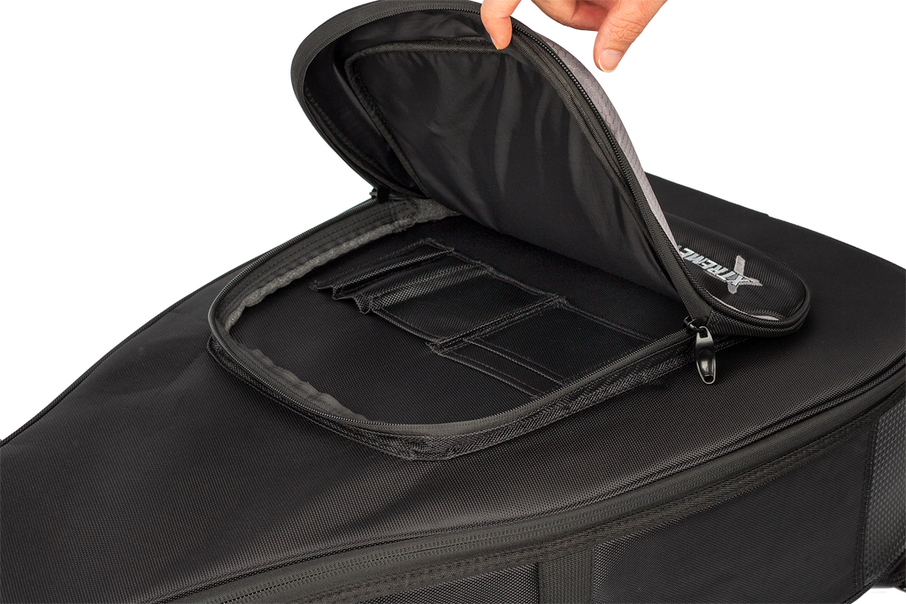 Xtreme Xtreme Pro Premium Deluxe Western/Dreadnought guitar gig bag with front pocket, durable black exterior, and padded strap.