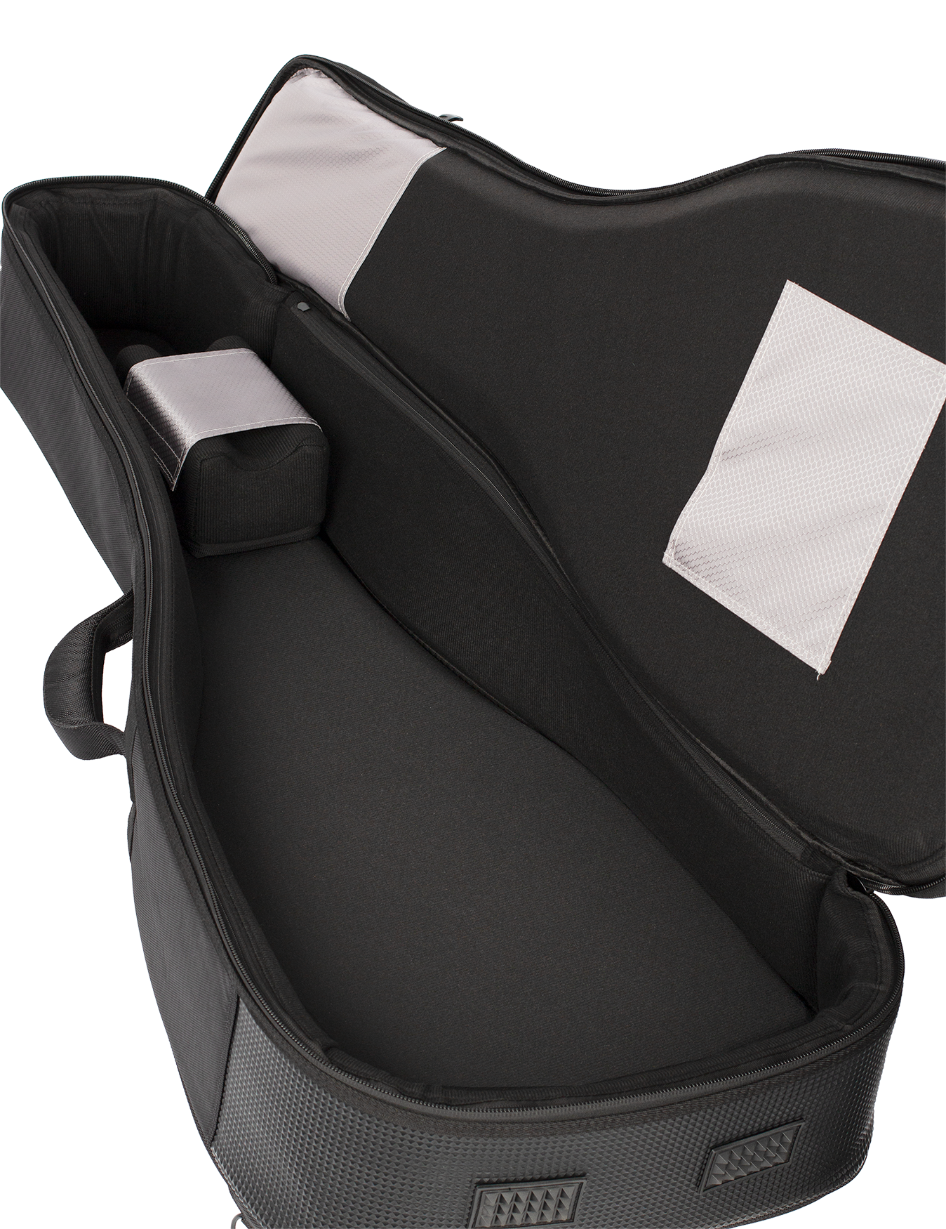 Open Xtreme Pro Deluxe Western/Dreadnought guitar gig bag showing padded interior, sturdy exterior, and carrying handles.