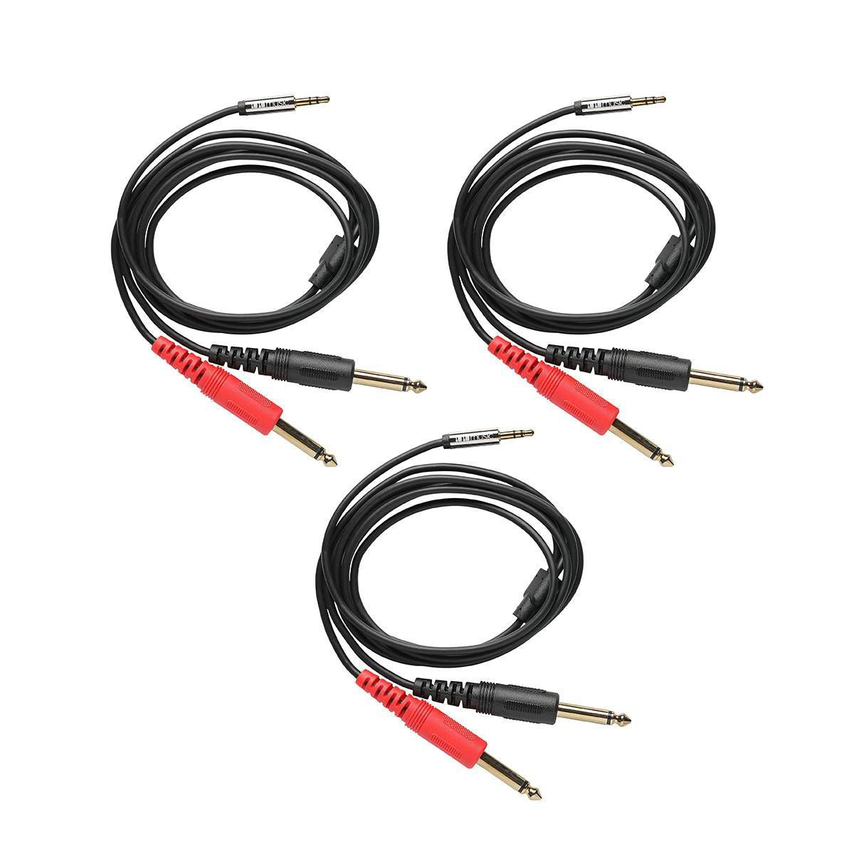 1010music 3.5M To 2X6.35M Stereo Breakout Cable 1.4M 3 Pack