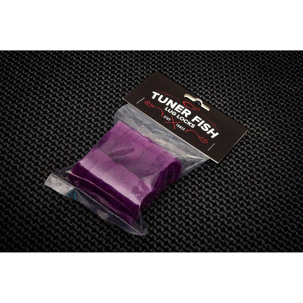 Purple Tuner Fish Lug Locks Felts for drum hardware, 10-pack, designed to protect drum lugs and reduce noise.