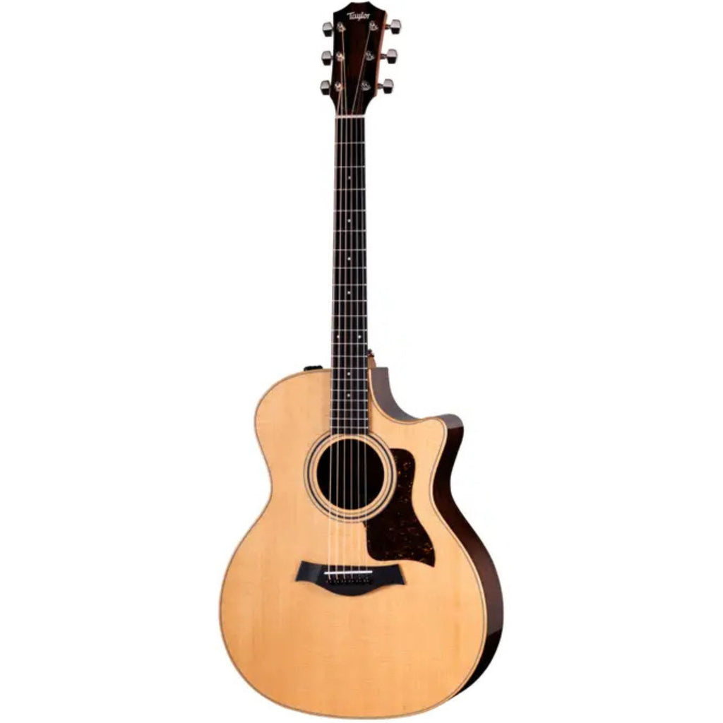 Taylor 414ce cutaway acoustic guitar with spruce top and rosewood back and sides in natural finish, showing the guitar's body and fretboard.