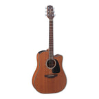 Takamine G11 Series cutaway dreadnought acoustic guitar with mahogany body and built-in pickup, featuring a natural finish and detailed craftsmanship.