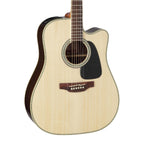 Takamine G50 Series cutaway dreadnought acoustic guitar with pickup, natural gloss finish, shown from front angle.