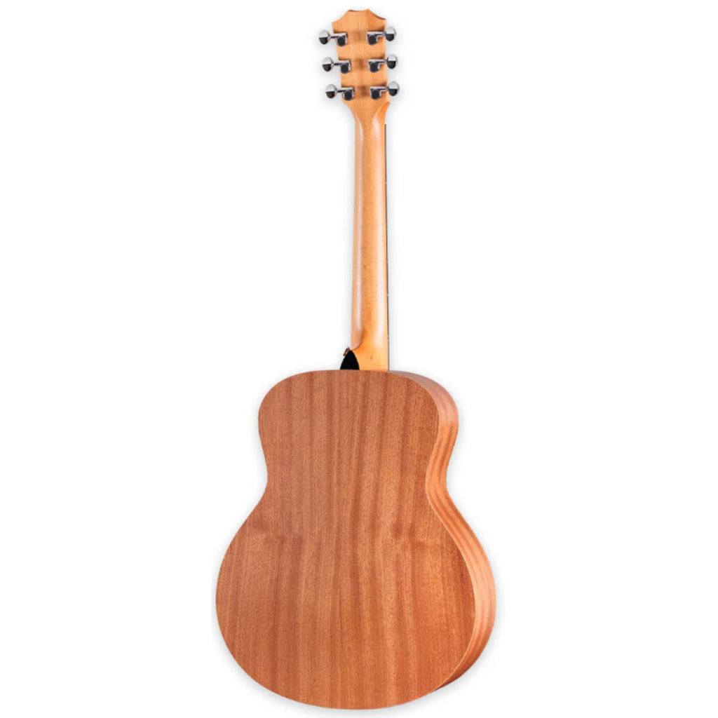 Taylor GS Mini x Stio Special Edition acoustic guitar with Tahoe artwork, showcasing its compact size and detailed design.