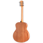 Taylor GS Mini x Stio Special Edition acoustic guitar with Tahoe artwork, showcasing its compact size and detailed design.