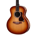 Taylor Gold Label K14e Koa acoustic guitar with sunburst finish, showcasing its rich wood grain and elegant design.