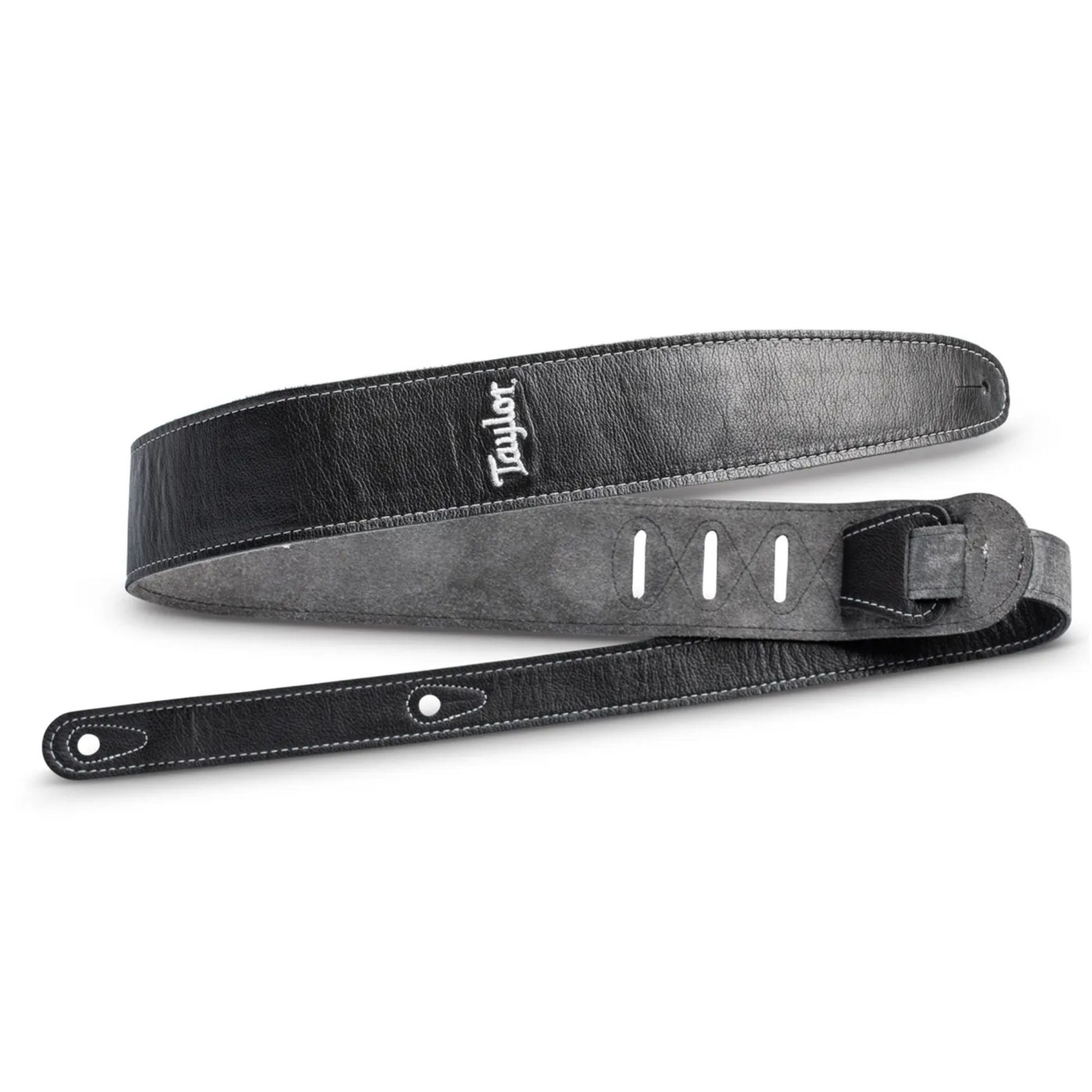 Taylor 2.5" Leather Guitar Strap with Suede Back - Black w/Silver Logo