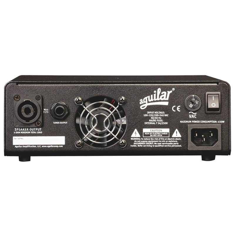 Aguilar Tone Hammer 350 super light bass head amplifier with control knobs and display, designed for portable bass amplification.