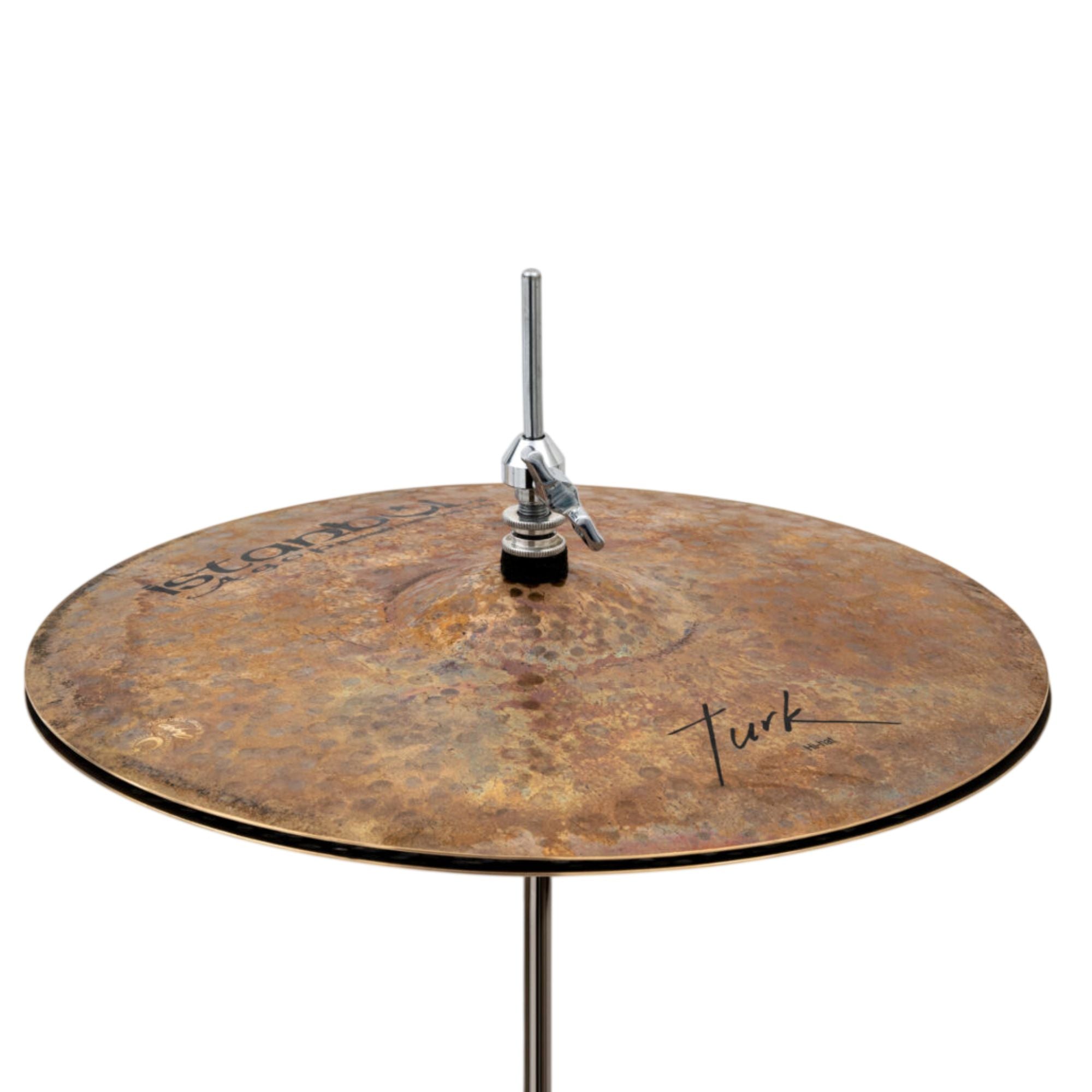 Istanbul 14" Istanbul Agop Turk Hi-Hats single cymbals set with two hi-hat cymbals, featuring a traditional finish and detailed craftsmanship.