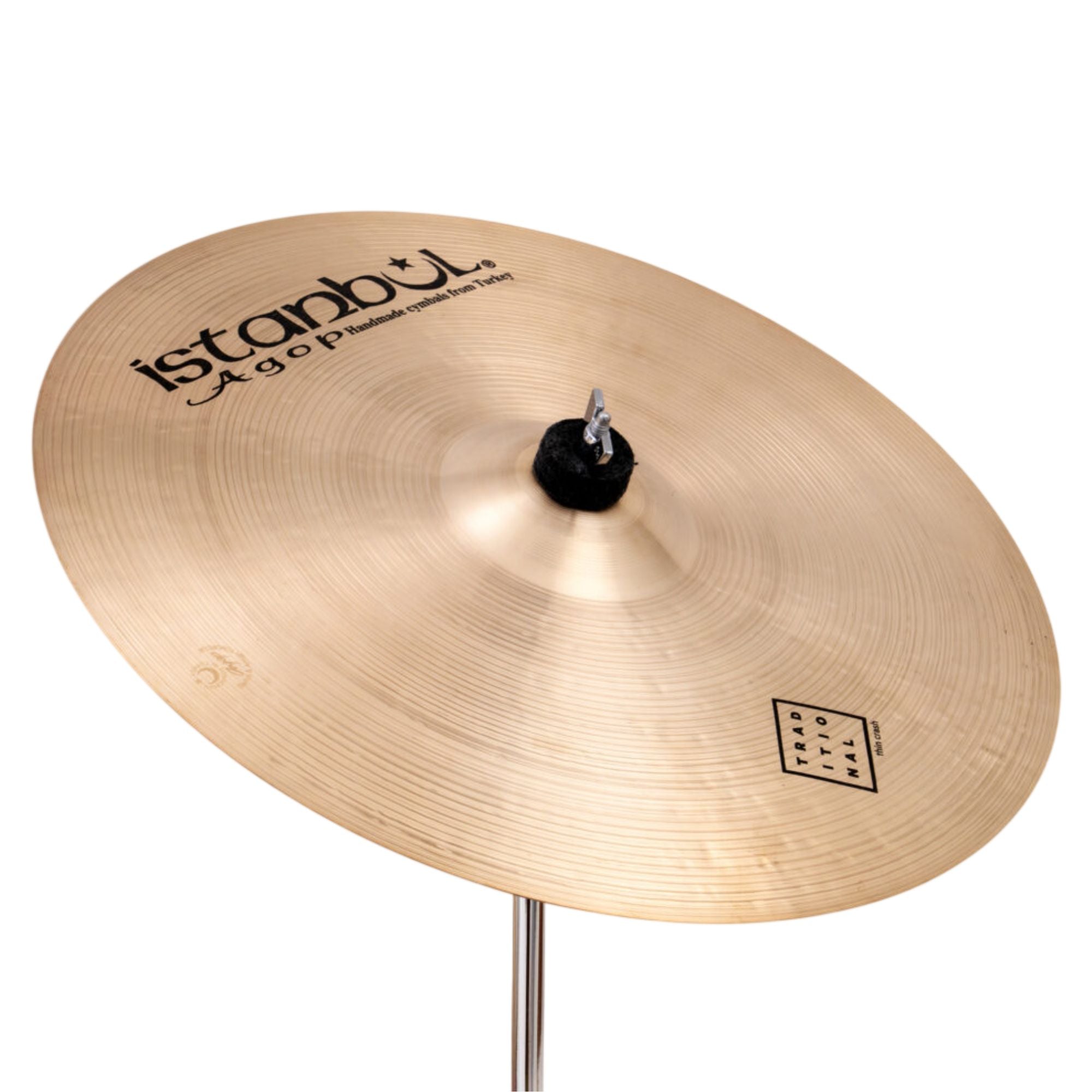 Istanbul 19" Istanbul Agop Traditional Thin Crash cymbal with a bright, shimmering surface and traditional finish.