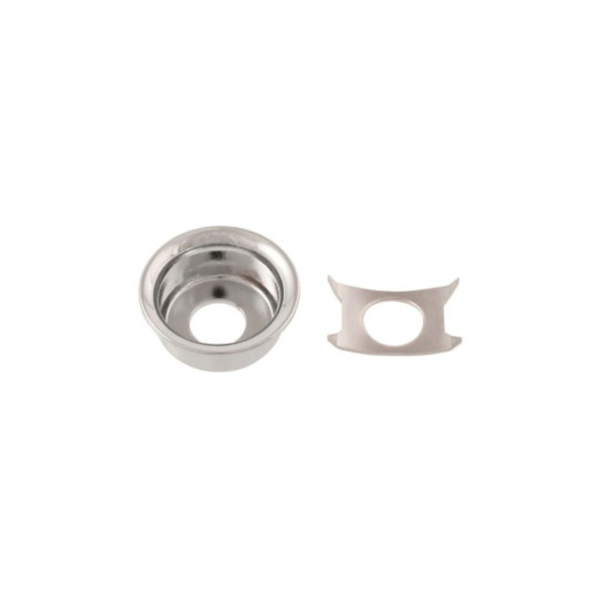 Eagle Telecaster recessed cup-style jack plate for guitar, showing the metal component with mounting holes on a white background.