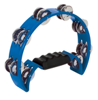 Blue Mano Percussion 9x5 inch half moon tambourine with 16 pairs of jingles, hand percussion instrument for musical performances