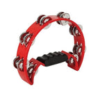 Mano Percussion 9x5inch Half Moon Tambourine with 16 Pairs of Jingles in Double - Red