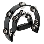 Mano Percussion 9x6inch Double Half Moon Tambourine with 20 Pairs of Jingles in Double Row - Black