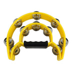 Mano Percussion 9x6inch Double Half Moon Tambourine with 20 Pairs of Jingles in Double Row - Yellow