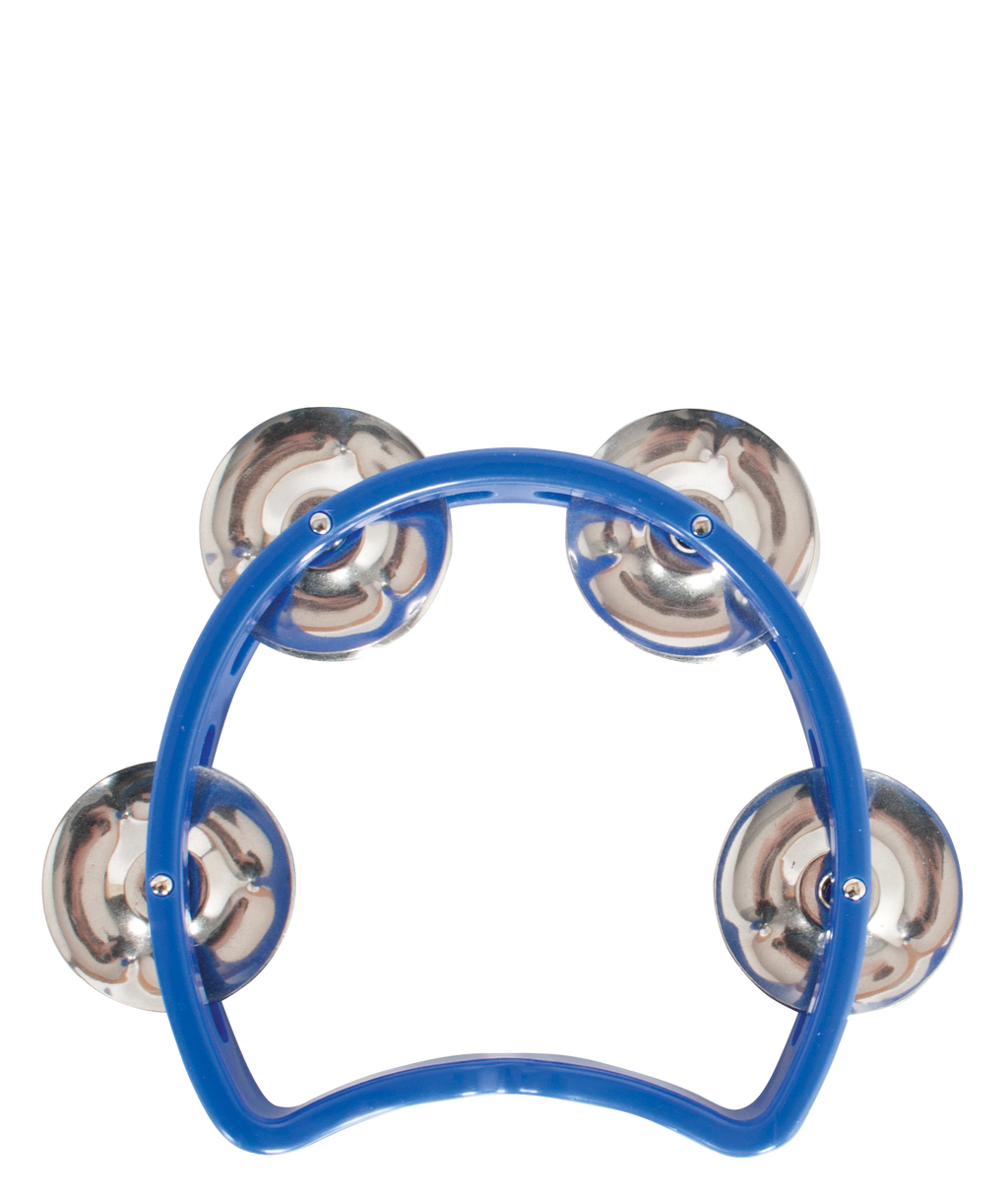 Blue Mano Percussion TMP26BL 3-inch Junior Tambourine with metal jingles, suitable for hand percussion and musical accessories.