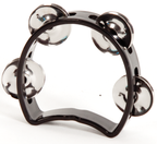 Mano Percussion TMP26B 3-inch black junior tambourine with metal jingles, handheld percussion instrument for music practice and performances.