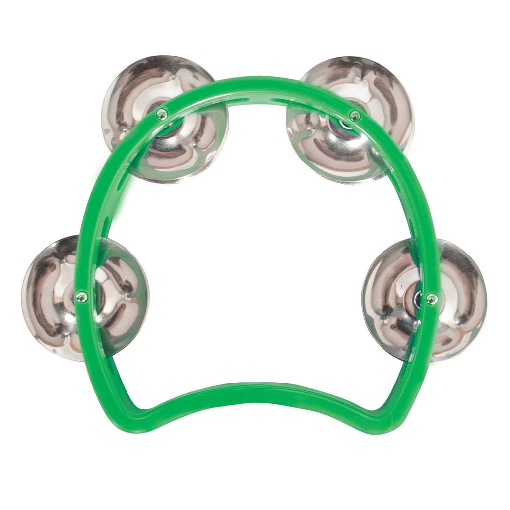 Green Mano Percussion TMP26G 3-inch junior tambourine with metal jingles, ideal for hand percussion and musical accessories.