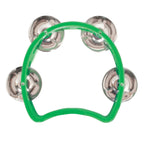 Green Mano Percussion TMP26G 3-inch junior tambourine with metal jingles, ideal for hand percussion and musical accessories.
