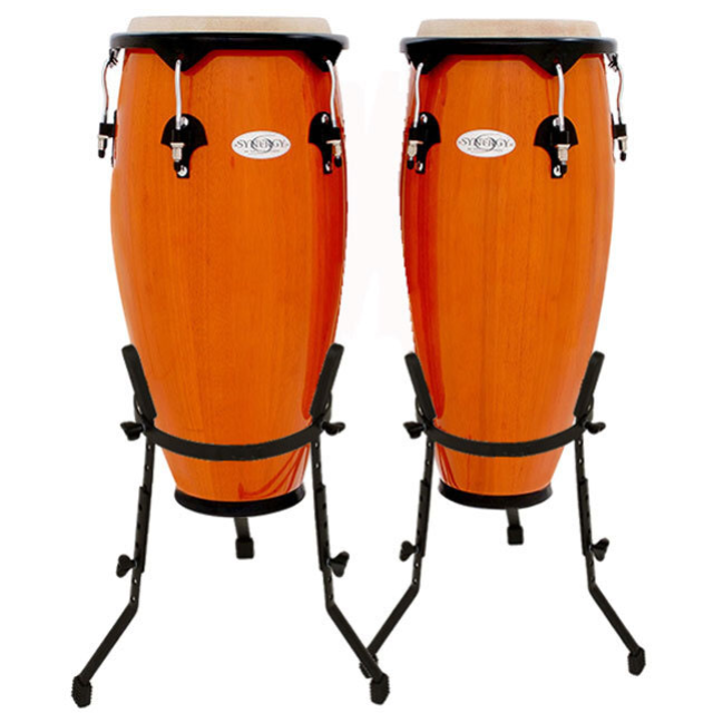 Toca Percussion 10 & 11inch Synergy Series Wooden Conga Set in Amber