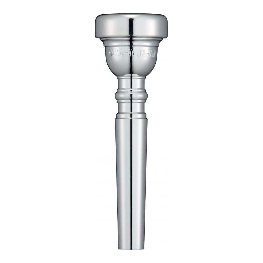 Yamaha TR11B4 trumpet mouthpiece showing a polished brass finish and ergonomic design for comfortable playing.