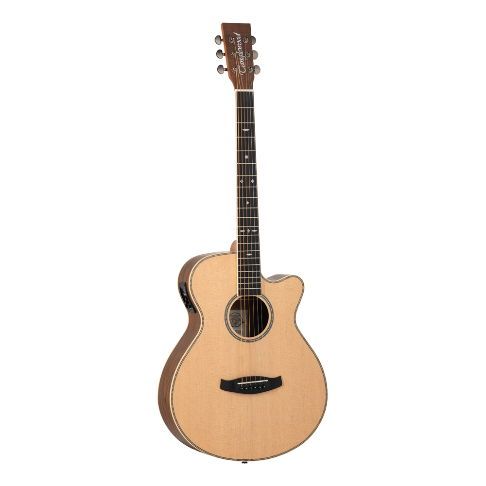 Tanglewood Reunion TRU4CE Super Folk Cutaway Acoustic Guitar in natural satin finish, showing the body and cutaway design.