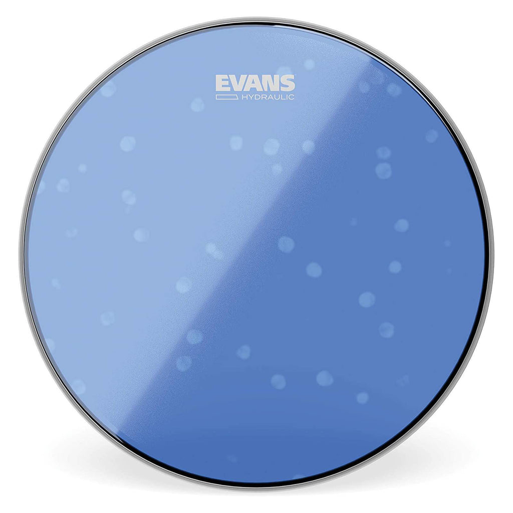 Evans hydraulic blue 10-inch drum head with a smooth surface, designed for professional drum kits.