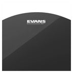 Evans Resonant black 18-inch drum head with a smooth surface, designed for tom drums and resonant sound quality.