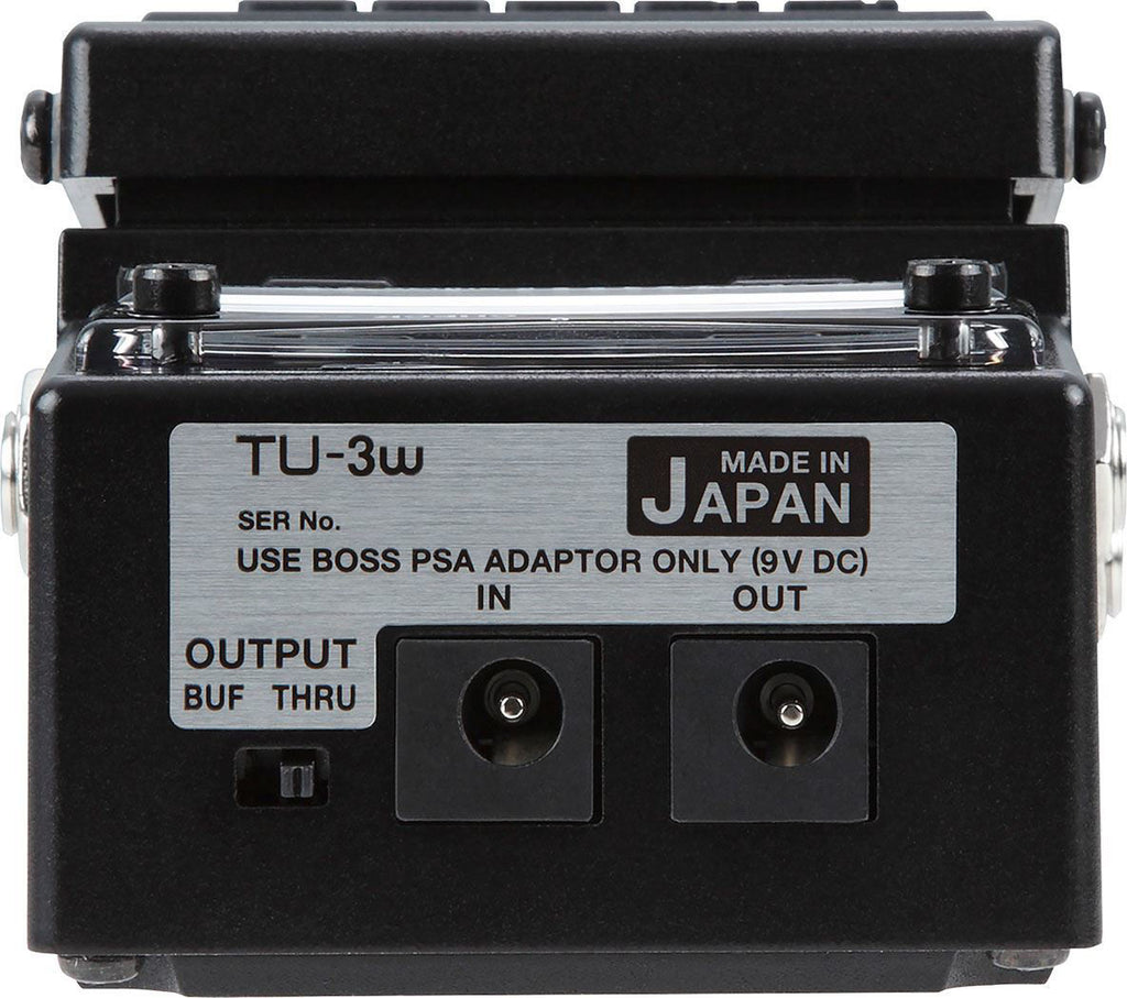 BOSS TU-3W Chromatic Tuner guitar pedal with LED display and footswitch, used for precise instrument tuning.