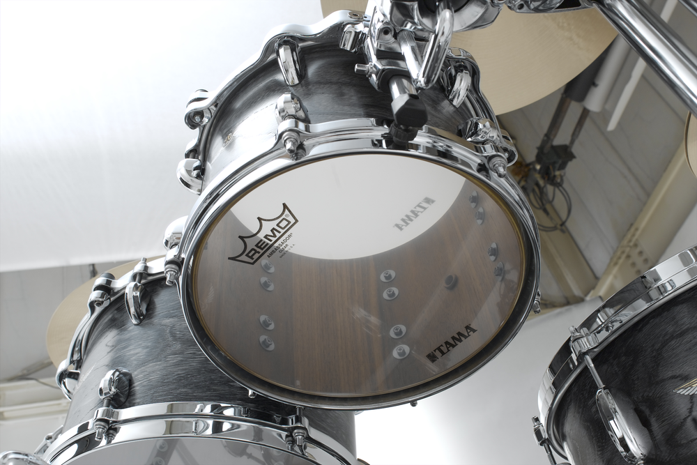 Tama Star Walnut 22-inch 4-piece drum kit shell pack with satin charcoal finish, including 10, 12, 16-inch drums and Japanese Sen shells