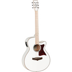 Tanglewood Winterleaf Blonde TW4BLW Superfolk Cutaway Acoustic Guitar with Pickup - White Gloss