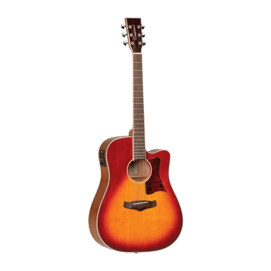 Tanglewood TW5SB Winterleaf dreadnought acoustic guitar in sunburst gloss with pickup, showing the body and soundhole.