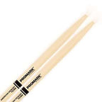 ProMark Promark AM Hickory 2B nylon drumsticks with black handles and natural wood finish, designed for durable drumming.