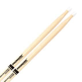 ProMark AM Hickory 747B Super Rock nylon tip drumsticks with hickory wood and durable nylon tips for drumming performance.