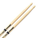 ProMark AM Hickory 747 rock wood tip drumsticks with natural wood finish, designed for durability and versatile drumming performance.