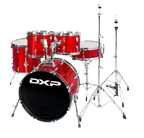 DXP Fusion 20 Series 5-piece drum kit in Candy Apple Sparkle with 20, 10, 12, 14, and 14S drums, showcasing vibrant finish and hardware.