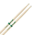 ProMark AM Hickory 2B drumsticks with natural nylon tips, designed for drummers, showcasing the stick's wood grain and tip details.