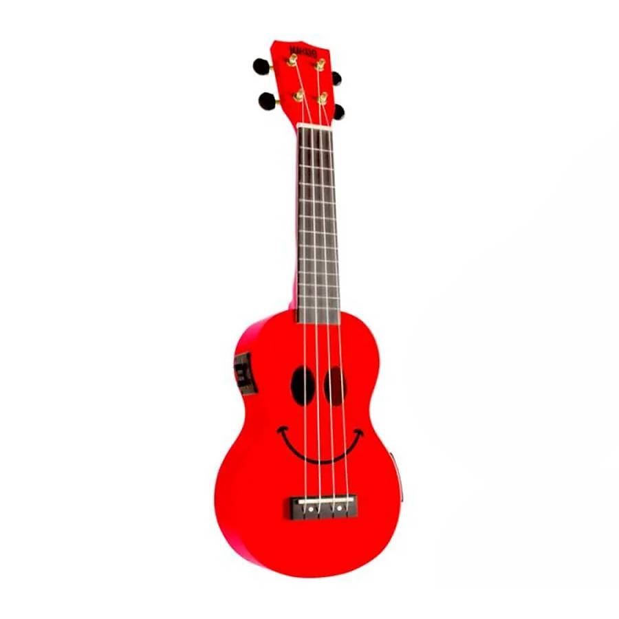 Mahalo U-SMILE-VTRD Art Series Smiley Face Soprano Ukulele in Red with Pickup